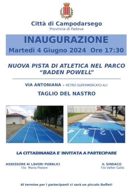 Inaugurazione nuova pista di atletica nel parco 